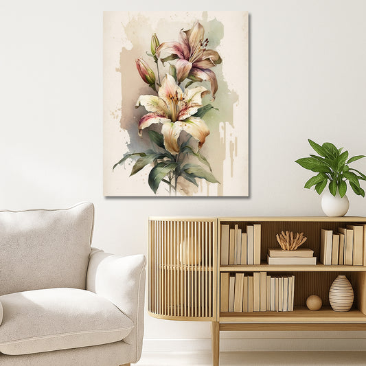 Tableau décoratif florale - Lilies - Cadre américain "Alluring"