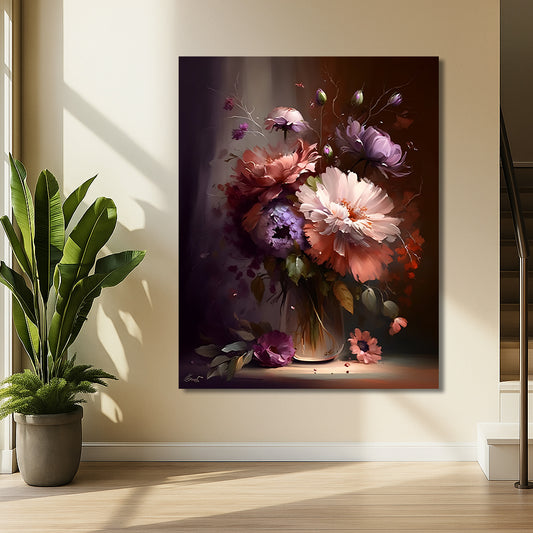 Tableau décoratif florale - Peonies, Gerberas - "Lumineuse"