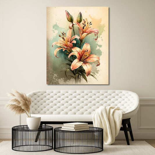 Tableau décoratif florale - Lilies - Cadre américain "WHIMSICAL"