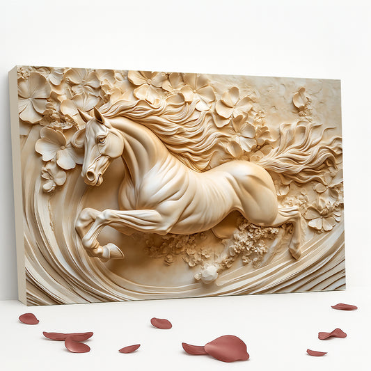 Tableau décoratif Cheval -florale- Cadre américain