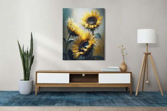 Tableau décoratif florale - Sunflowers - "Majestueuse"